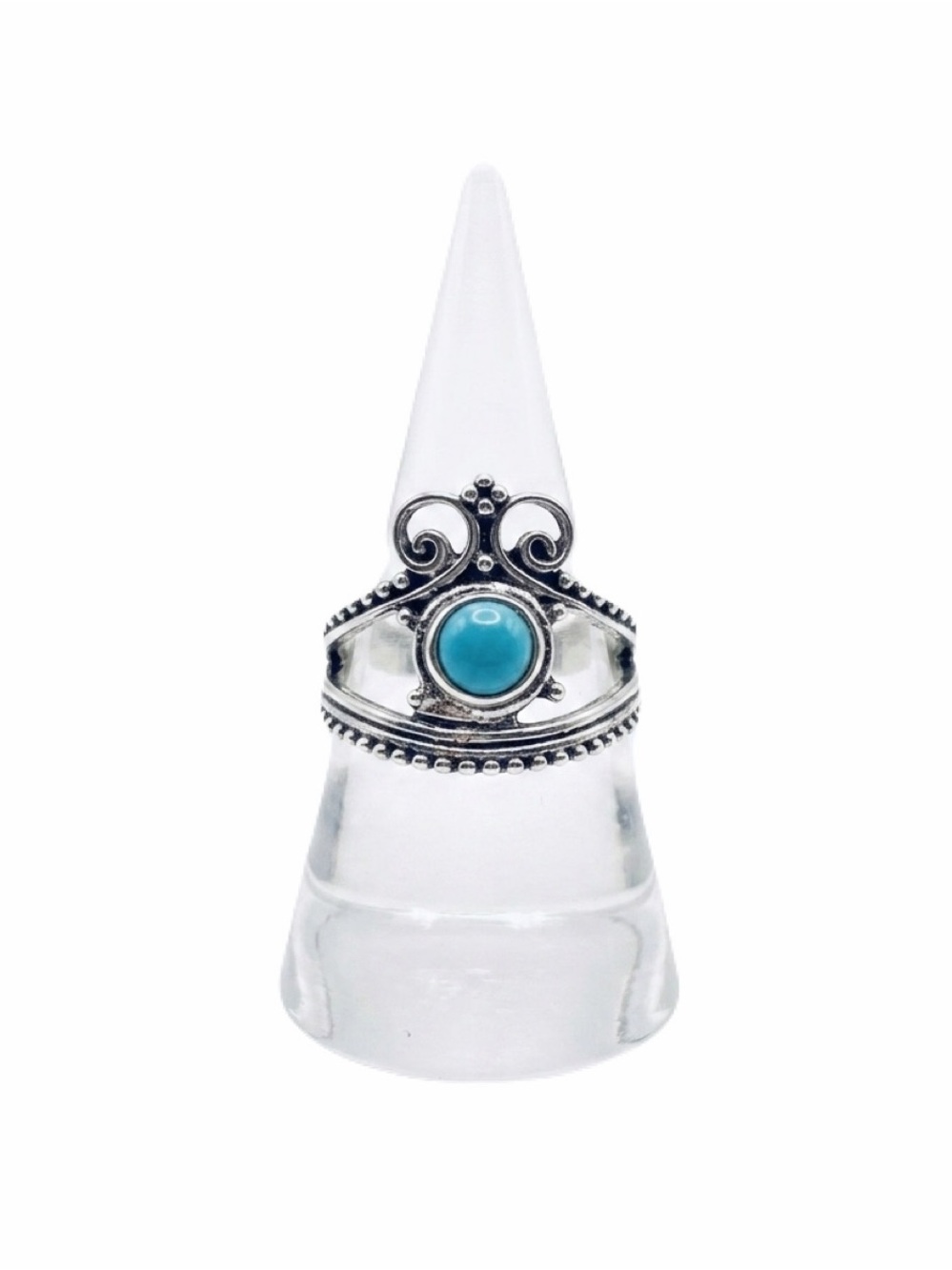 New Woman’s Sterling Silver Blue Turquoise Antique Style Boho Ring Size: 8